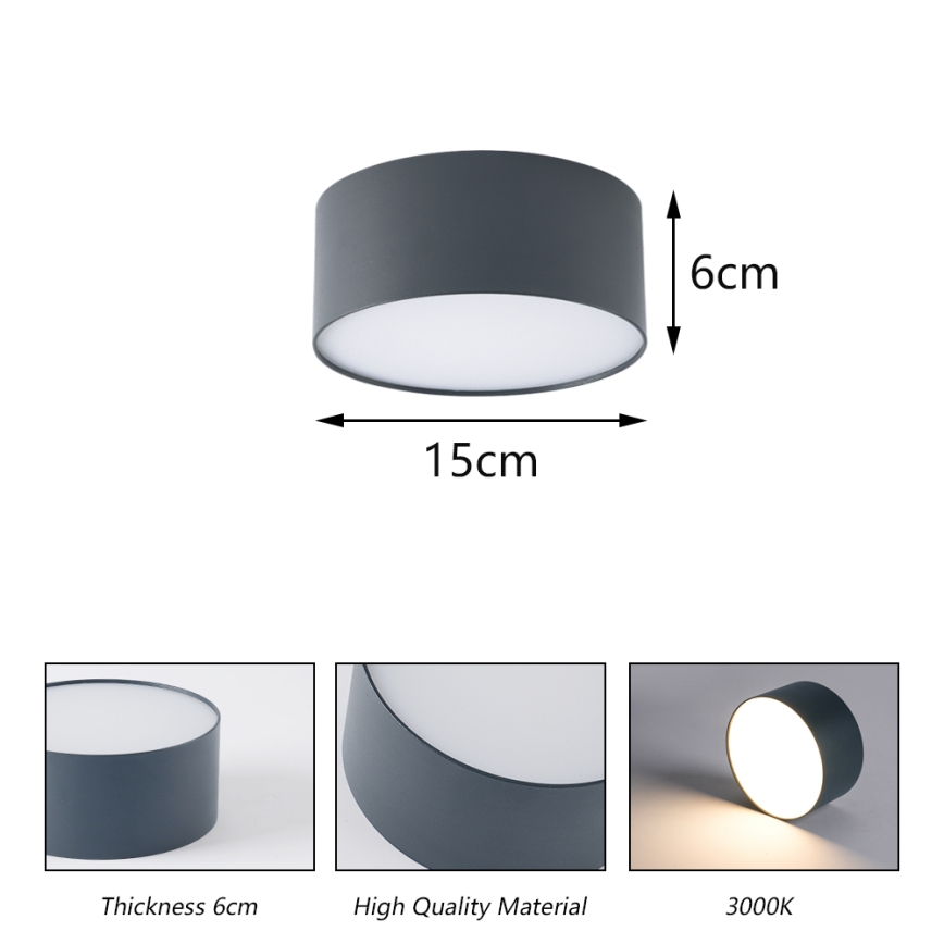 Brilagi - LED Kúpeľňové stropné svietidlo FORIS LED/20W/230V pr. 15 cm antracit IP44