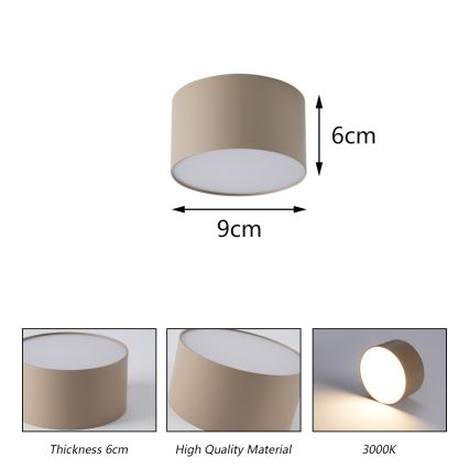 Brilagi - LED kúpeľňové stropné svietidlo FORIS LED/9W/230V pr. 9 cm béžové IP44 CRI 90