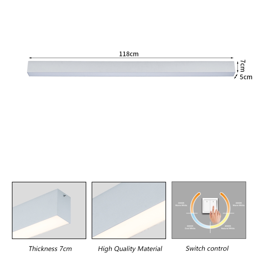 Brilagi - LED kúpeľňové stropné svietidlo SLEEKLINE LED/40W/230V 3000/4500/6000K strieborné IP44