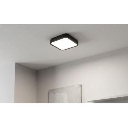 BRILAGI - LED kúpeľňové stropné svietidlo so senzorom ZENNA LED/12W/230V 24x24 cm IP44 čierna + diaľkové ovládanie