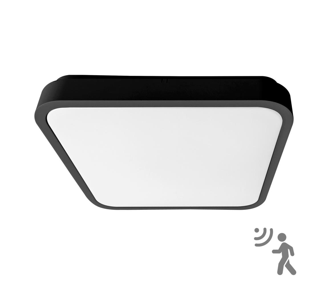 Brilagi-LED Kúpeľňové stropné svietidlo so senzorom ZENNA LED/24W/230V 34,5x34,5 cm IP44 čierne BRW3094-24W/HF/CR
