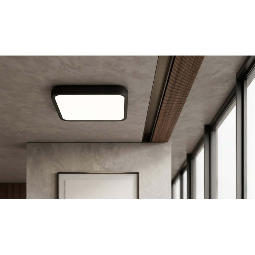 Brilagi - LED kúpeľňové stropné svietidlo so senzorom ZENNA LED/24W/230V 34,5x34,5 cm IP44 čierne + diaľkové ovládanie