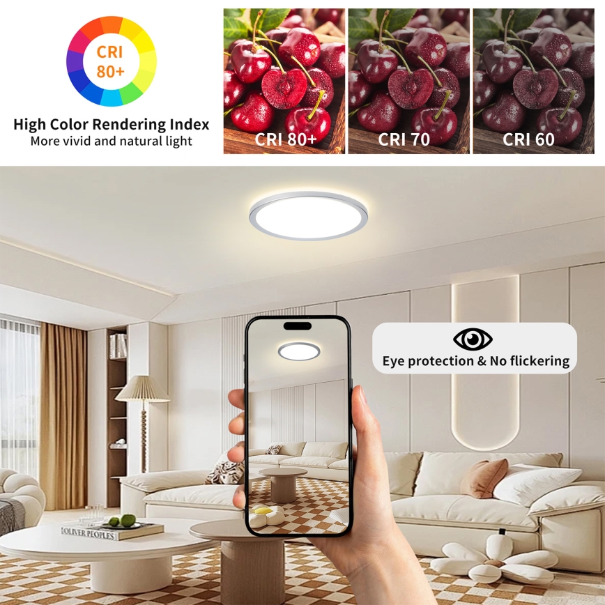 Brilagi - LED Kúpeľňové stropné svietidlo ULTRA SLIM LED/18W/230V pr. 30 cm strieborné IP54