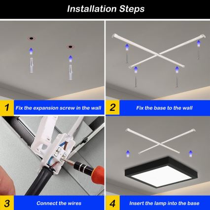 Brilagi - LED Kúpeľňové stropné svietidlo FRAME LED/24W/230V 3000/4000/6000K IP44 čierna