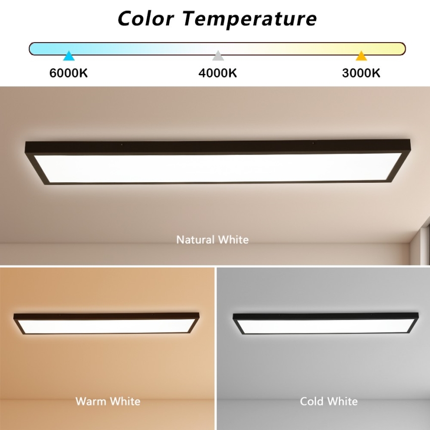 Brilagi - LED Kúpeľňové stropné svietidlo FRAME LED/50W/230V 30x120 cm 3000/4000/6000K IP44 čierna