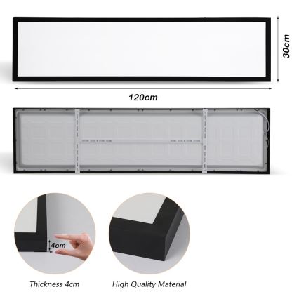 Brilagi - LED Kúpeľňové stropné svietidlo FRAME LED/50W/230V 30x120 cm 3000/4000/6000K IP44 čierna