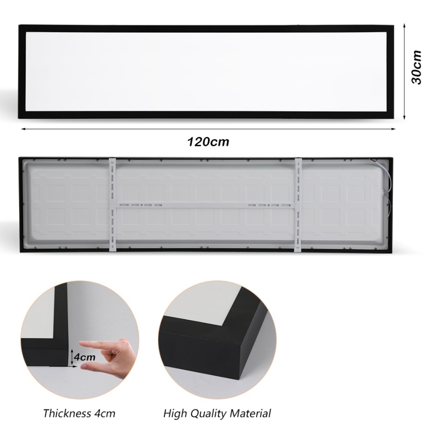 Brilagi - LED Kúpeľňové stropné svietidlo FRAME LED/50W/230V 30x120 cm 3000/4000/6000K IP44 čierna