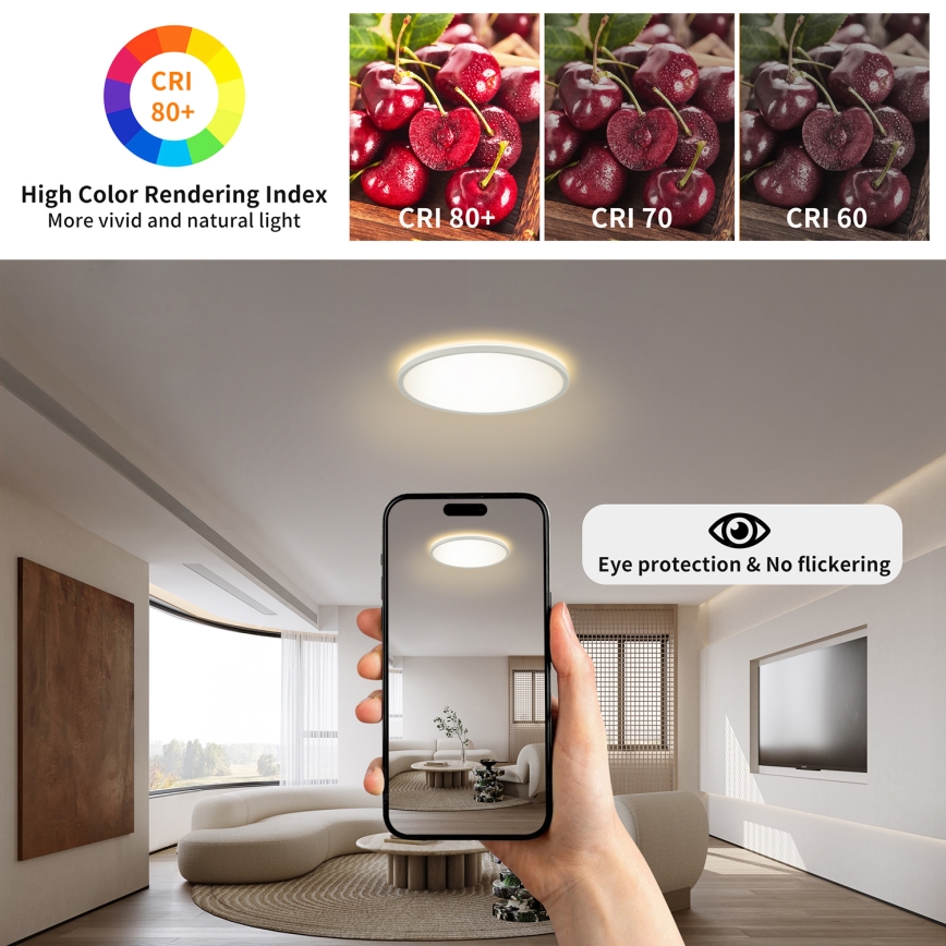 Brilagi - LED Kúpeľňové stropné svietidlo ULTRA SLIM LED/12W/230V pr. 22,5 cm biela IP54