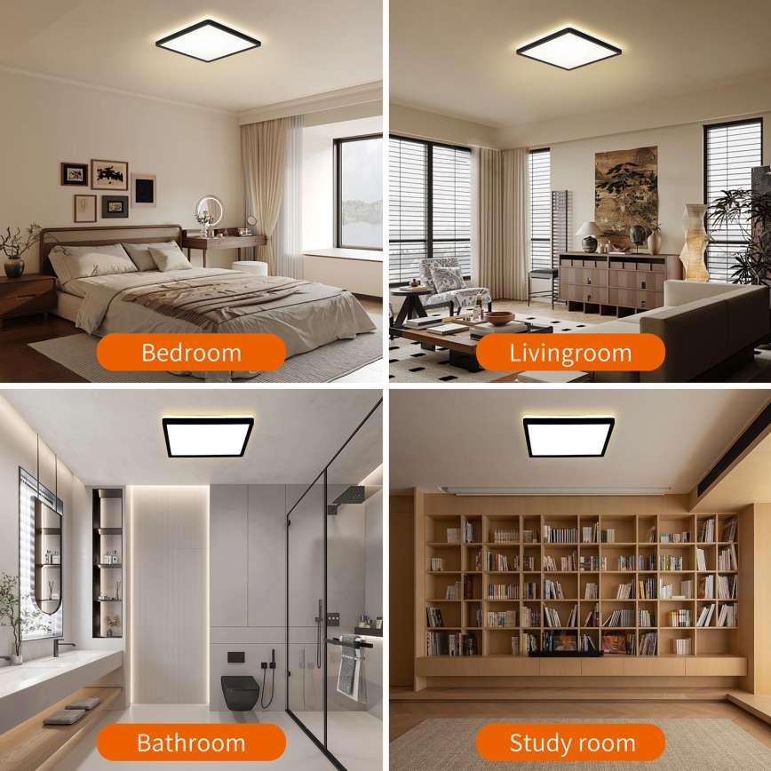 Brilagi - LED Kúpeľňové stropné svietidlo ULTRA SLIM LED/18W/230V 30x30 cm čierna IP54