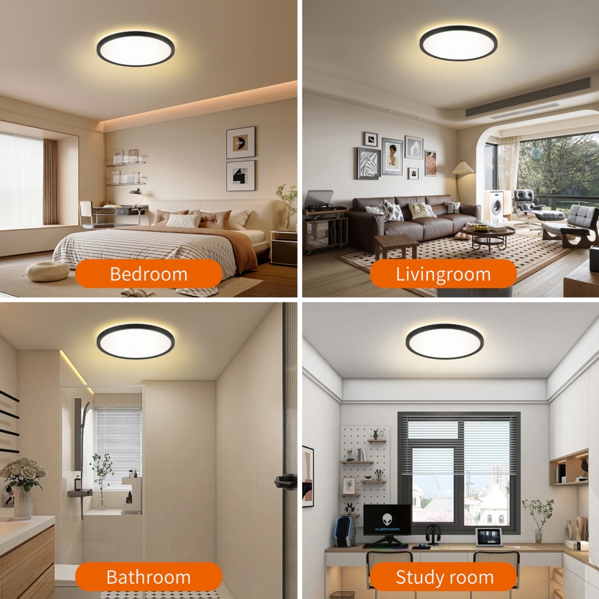 Brilagi - LED Kúpeľňové stropné svietidlo ULTRA SLIM LED/18W/230V pr. 30 cm čierna IP54