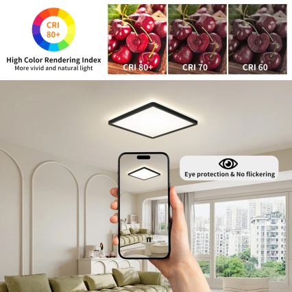 Brilagi - LED Kúpeľňové stropné svietidlo ULTRA SLIM LED/24W/230V 42x42 cm čierna IP54