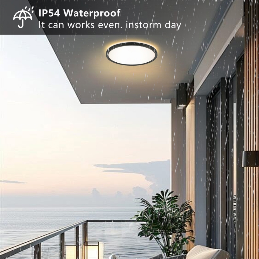 Brilagi - LED Kúpeľňové stropné svietidlo ULTRA SLIM LED/24W/230V pr. 42 cm čierna IP54