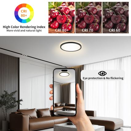 Brilagi - LED Kúpeľňové stropné svietidlo ULTRA SLIM LED/24W/230V pr. 42 cm čierna IP54