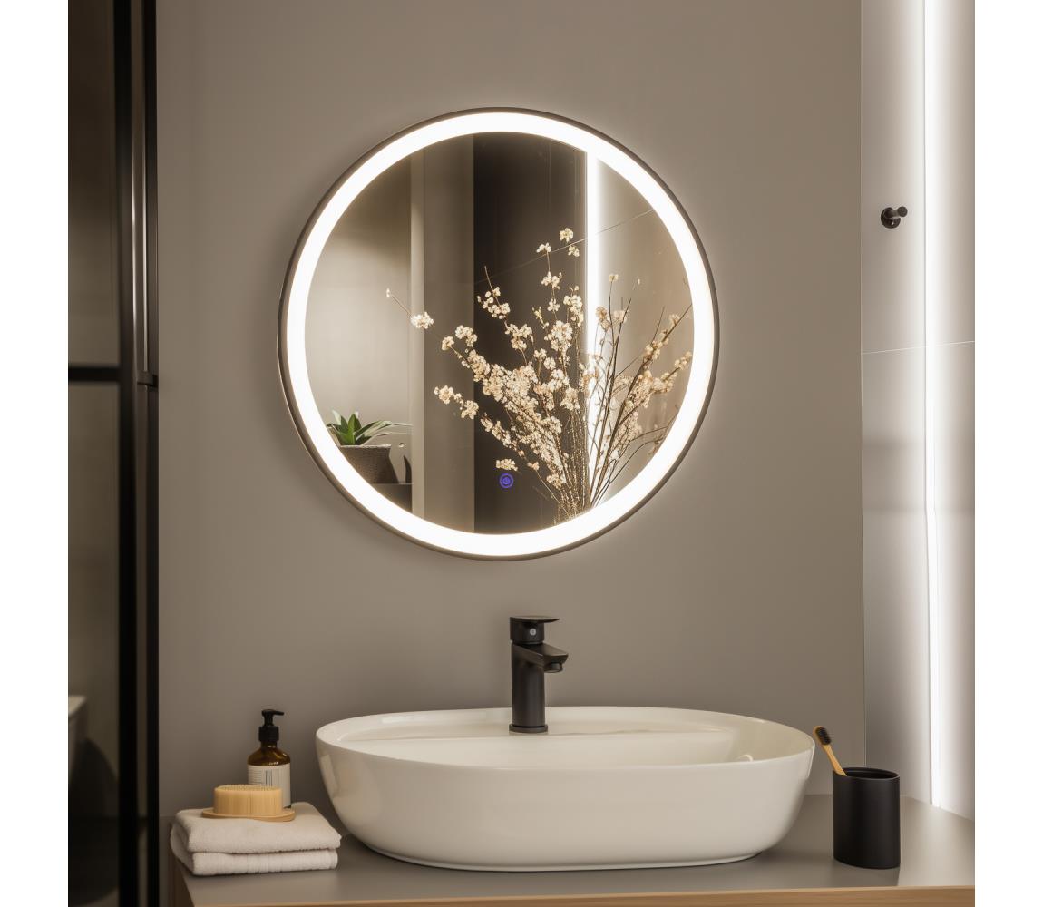 Brilagi - LED kúpeľňové zrkadlo ASTI LED/19W/230V 60 cm čierna IP44 CRI 90 stmievateľné + CCT FG-MIR-0002-60