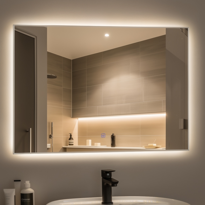 Brilagi - LED kúpeľňové zrkadlo DESIO LED/28W/230V 60x80 cm strieborné IP44 CRI 90 stmievateľné + CCT