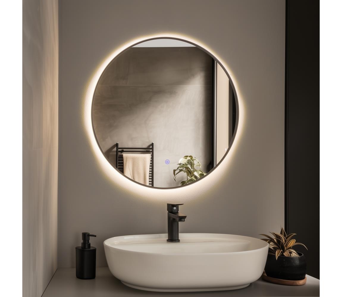 Brilagi-LED Kúpeľňové zrkadlo NOVARA LED/19W/230V 60 cm čierne IP44 CRI 90 stmievateľné + CCT FG-MIR-0003-60