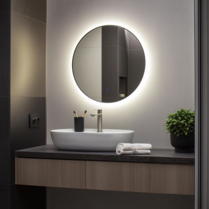 Brilagi - LED Kúpeľňové zrkadlo VENA BLACK LED/19W/230V Ø 60 cm IP44 CRI 90 stmievateľné + CCT