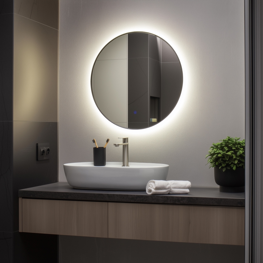 Brilagi - LED Kúpeľňové zrkadlo VENA BLACK LED/19W/230V Ø 60 cm IP44 CRI 90 stmievateľné + CCT