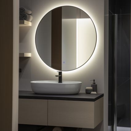 Brilagi - LED kúpeľňové zrkadlo VENA BLACK LED/26W/230V pr. 80 cm IP44 CRI 90 stmievateľné + CCT