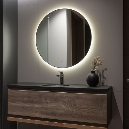 Brilagi - LED kúpeľňové zrkadlo VENA BLACK LED/32W/230V priemer 100 cm IP44 CRI 90 stmievateľné + CCT