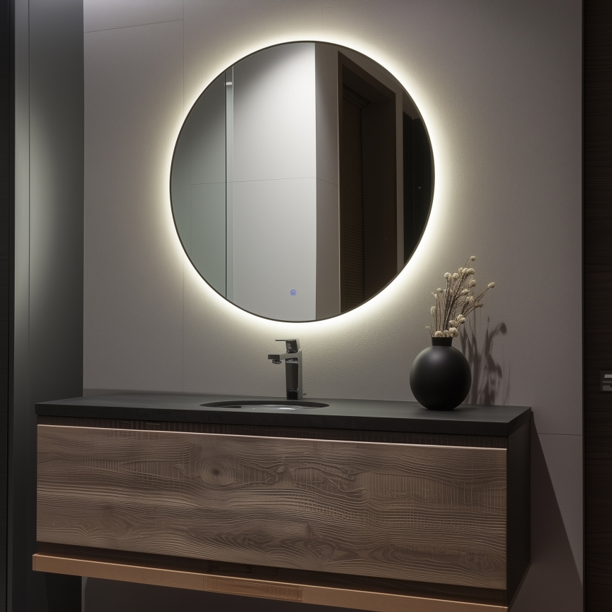 Brilagi - LED kúpeľňové zrkadlo VENA BLACK LED/32W/230V priemer 100 cm IP44 CRI 90 stmievateľné + CCT