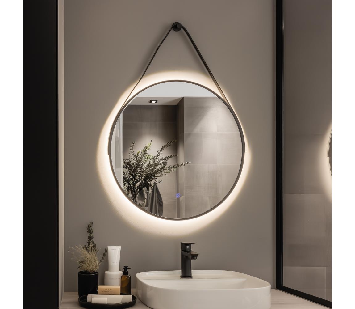 Brilagi-LED Kúpeľňové zrkadlo VERESE LED/19W/230V 60 cm čierna IP44 CRI 90 stmievateľné + CCT FG-MIR-0005-60