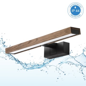 Brilagi - LED kúpeľňové zrkadlové osvetlenie 3v1 WOODY MIRROR LED/8W/230V 40 cm IP44 čierna/dub orech