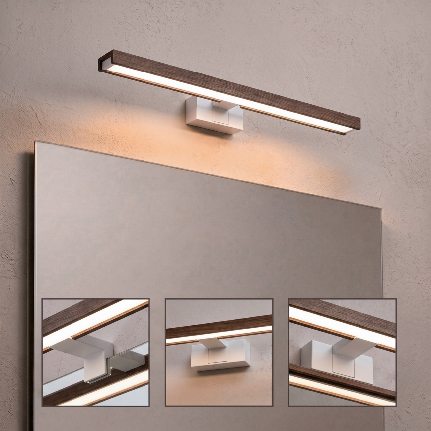 Brilagi - LED Kúpeľňové osvetlenie zrkadla WOODY MIRROR 3v1 LED/12W/230V 60 cm IP44 biela/dub orech