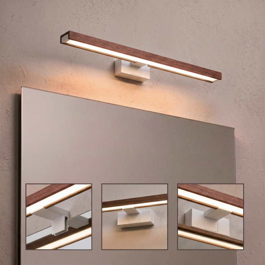 Brilagi - LED osvetlenie zrkadla do kúpeľne 3v1 WOODY MIRROR LED/12W/230V 60 cm IP44 biela/dub čerešňa