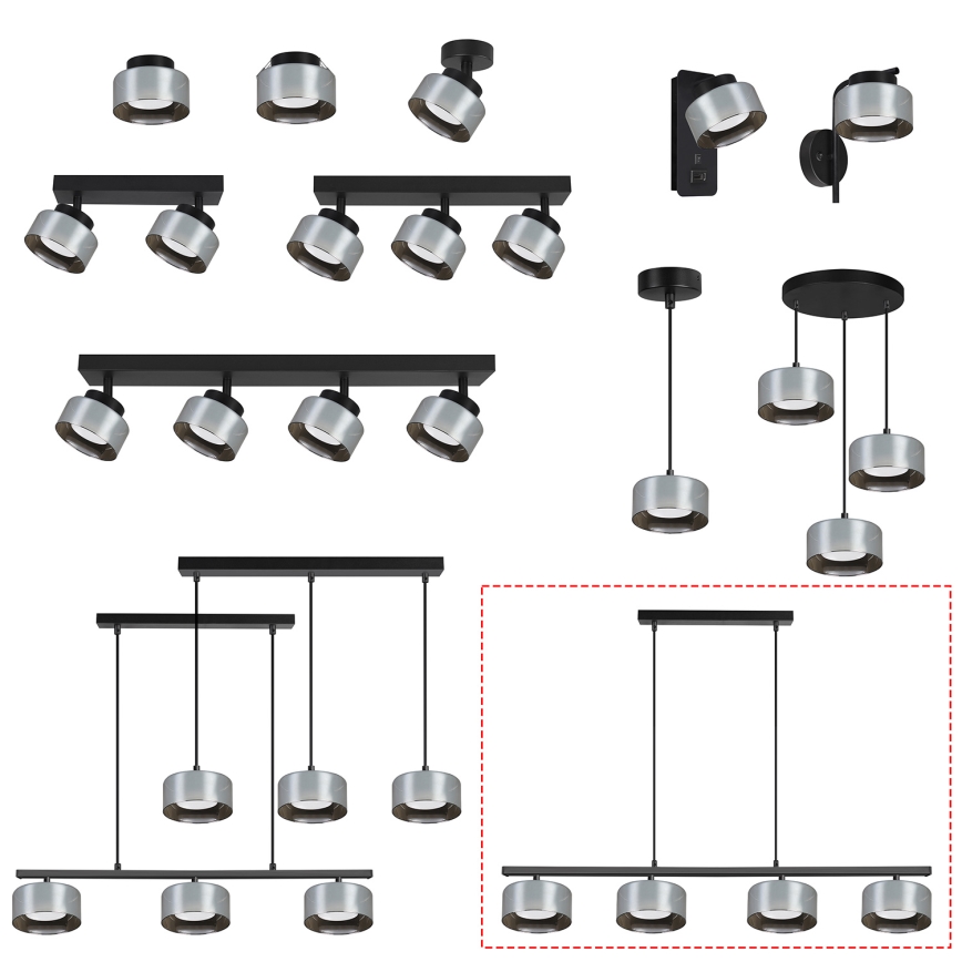 Brilagi - LED Luster na lane AURA LUX 4xGX53/30W/230V čierna/dymová