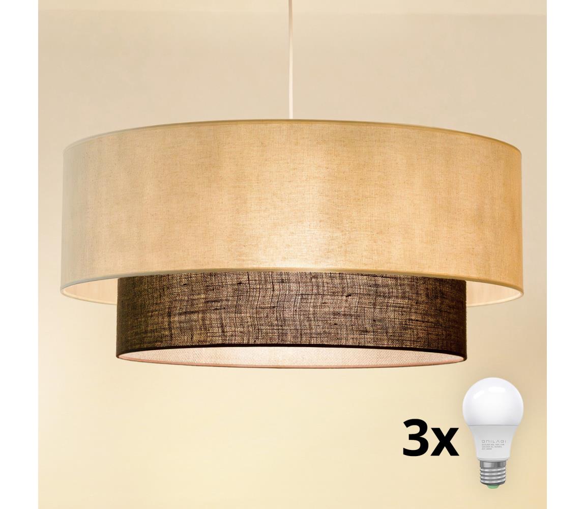 Brilagi - LED luster na lane BOHO STYLE 3xE27/15W/230V pr. 60 cm krémová/hnedá 8590828027980