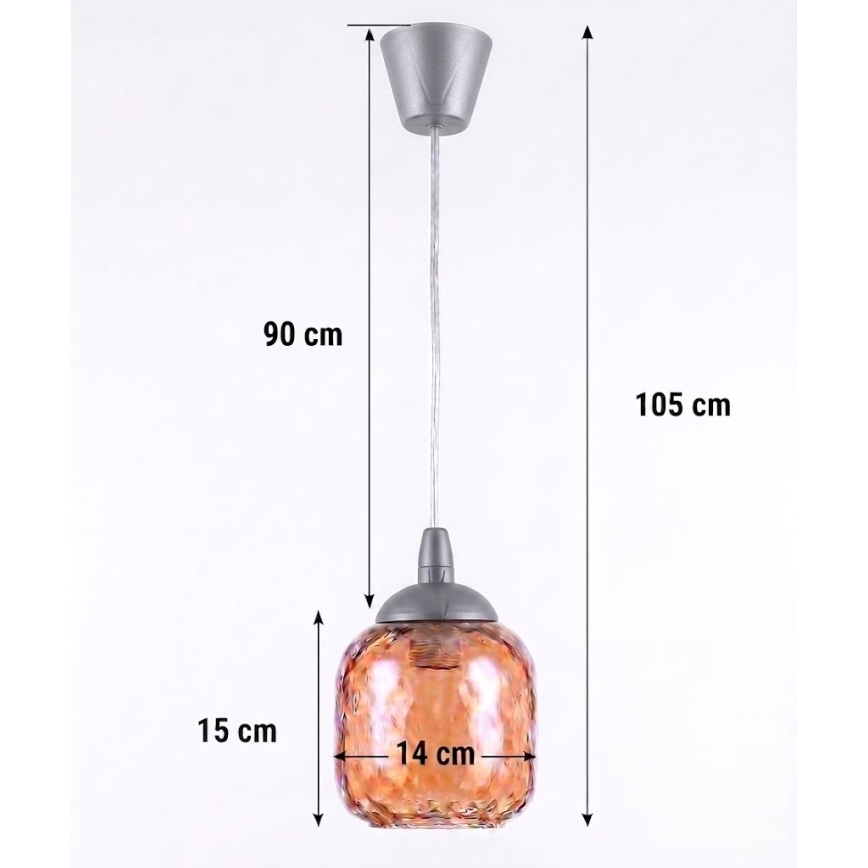 Brilagi - LED luster na lanku RETRO GLASS 1xE27/60W/230V priemer 14 cm strieborná/dýmovo-hnedá