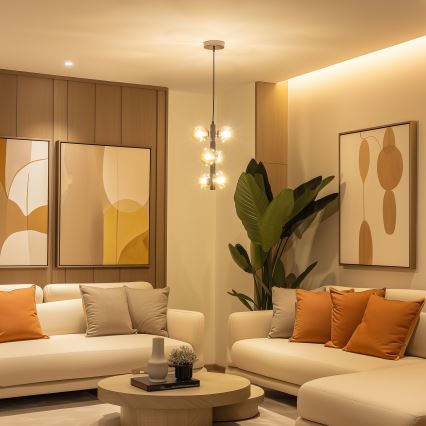 Brilagi - LED luster na lane MILLA 6xG9/3W/230V čierny chróm/zlatá