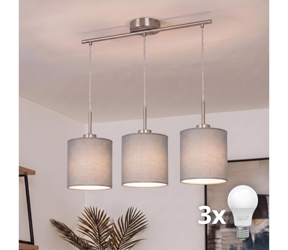 Brilagi - LED luster na lane NUBILA 3xE27/60W/230V svetlosivá EG32521+3xBG2454