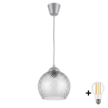 Brilagi - LED luster na lane RETRO GLASS 1xE27/60W/230V pr. 25 cm strieborná/dymová sivá