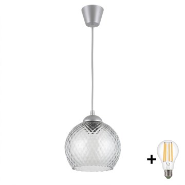 Brilagi - LED luster na lane RETRO GLASS 1xE27/60W/230V pr. 25 cm strieborná/dymová sivá
