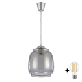 Brilagi - LED luster na lane RETRO GLASS 1xE27/60W/230V pr. 26 cm strieborná/dymová sivá