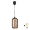 Brilagi - LED luster na lane RETRO GLASS 1xE27/60W/230V, priemer 14 cm, čierna/dymovo hnedá