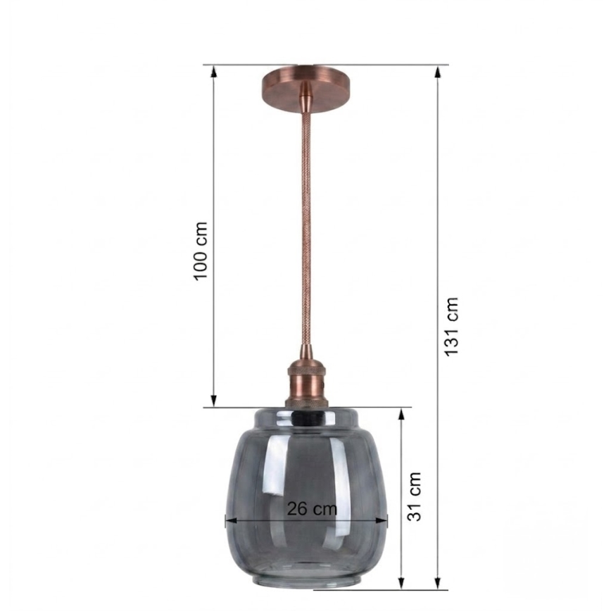 Brilagi - LED luster na lankách RETRO GLASS 1xE27/60W/230V pr. 26 cm biela/dymovo-šedá
