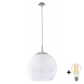 BRILAGI - LED Luster na lane RETRO GLASS 1xE27/60W/230V priemer 38 cm matný chróm/biela