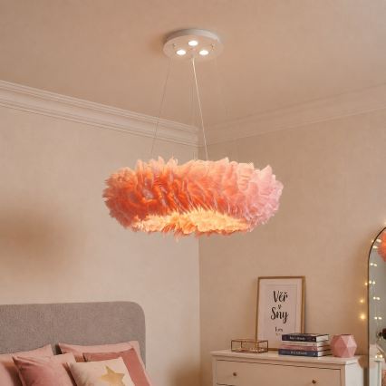 Brilagi - LED luster na lankách FEATHER 3xE27/40W/230V + 3xLED/3W pr. 50 cm ružová