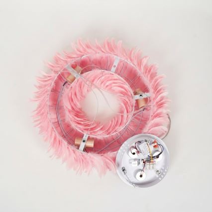 Brilagi - LED luster na lankách FEATHER 3xE27/40W/230V + 3xLED/3W pr. 50 cm ružová
