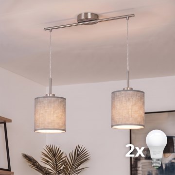 Brilagi - LED luster na lankách NUBILA 2xE27/60W/230V sivá