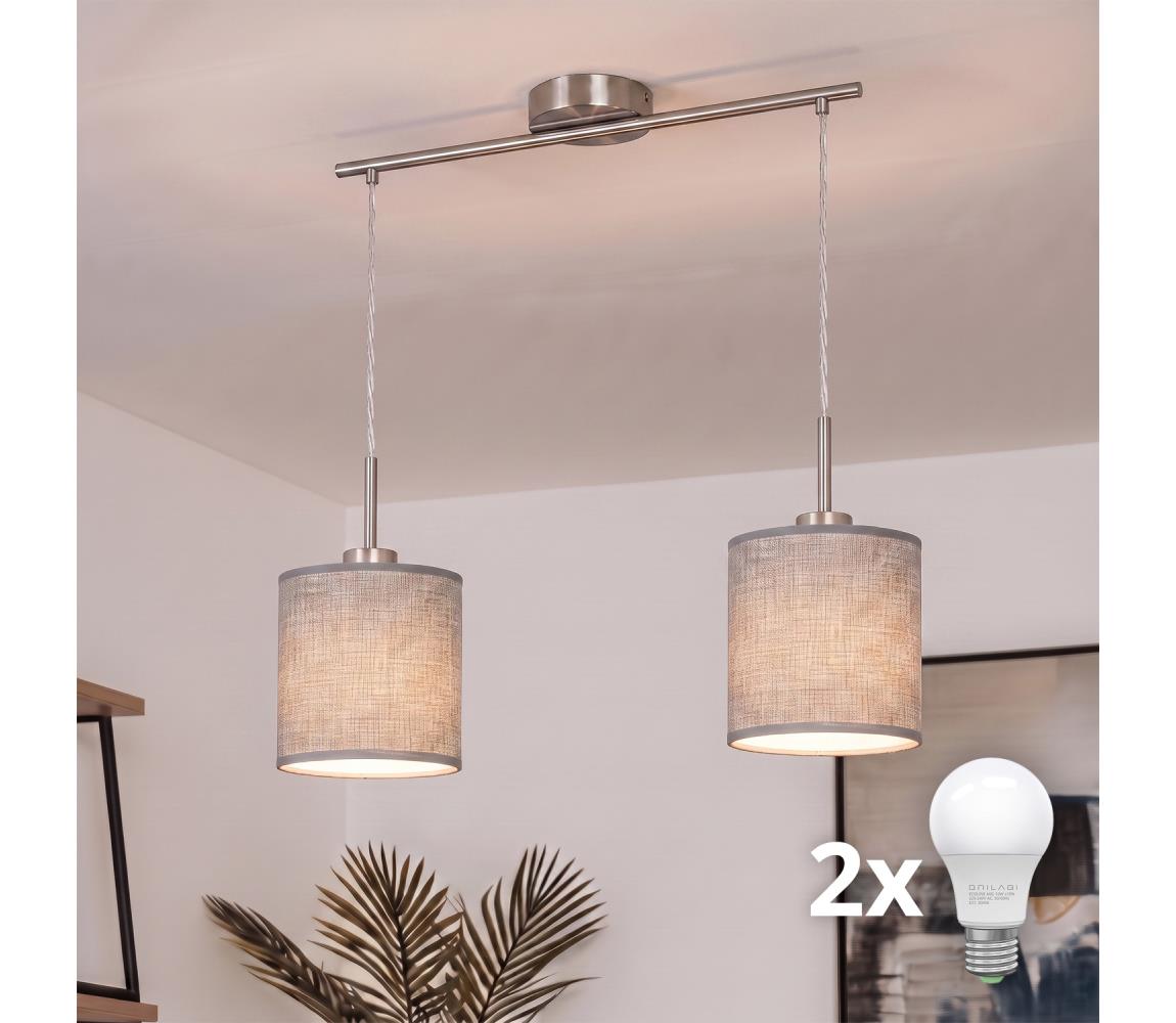 Brilagi - LED luster na lankách NUBILA 2xE27/60W/230V sivá EG32519+2xBG1582