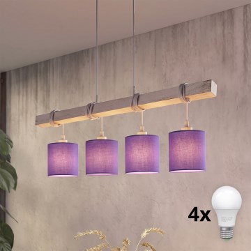 Brilagi - LED luster na lankách NUBILA 4xE27/60W/230V sivá/fialová