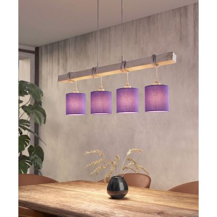 Brilagi - LED luster na lankách NUBILA 4xE27/60W/230V sivá/fialová