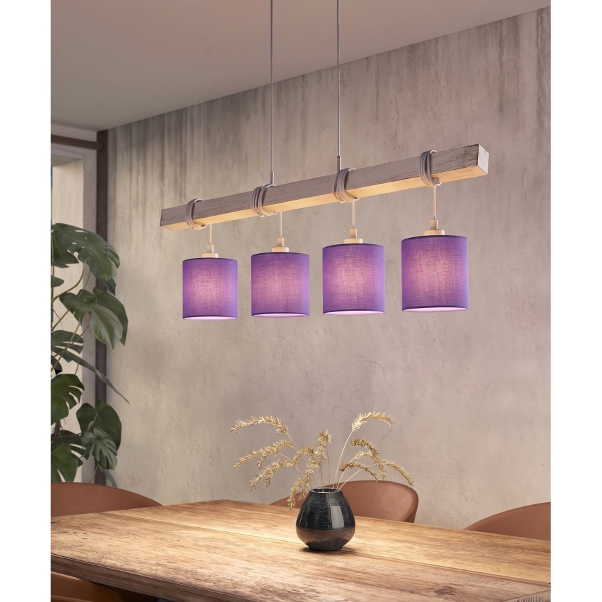 Brilagi - LED luster na lankách NUBILA 4xE27/60W/230V sivá/fialová