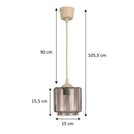 Brilagi - LED luster na lanku RETRO GLASS 1xE27/60W/230V pr. 15 cm béžová/dymová béžová