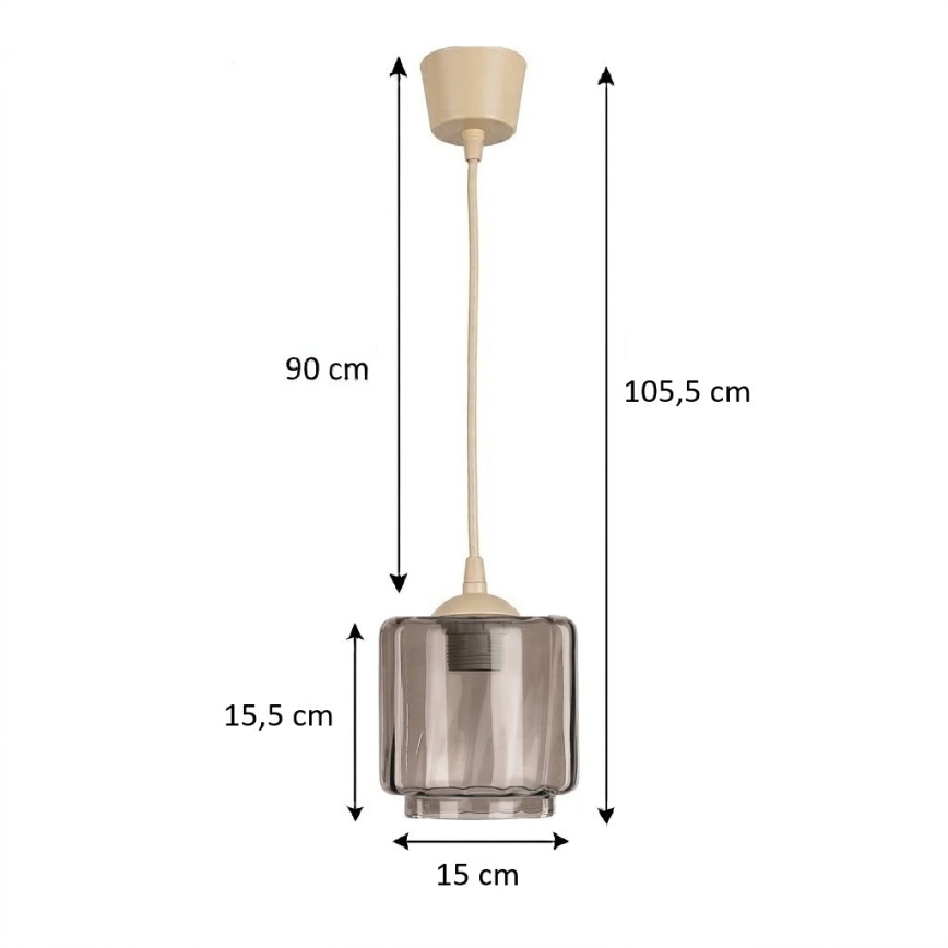 Brilagi - LED luster na lanku RETRO GLASS 1xE27/60W/230V pr. 15 cm béžová/dymová béžová