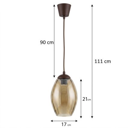 Brilagi - LED luster na lanku RETRO GLASS 1xE27/60W/230V priemer 17 cm hnedá/dymová béžová